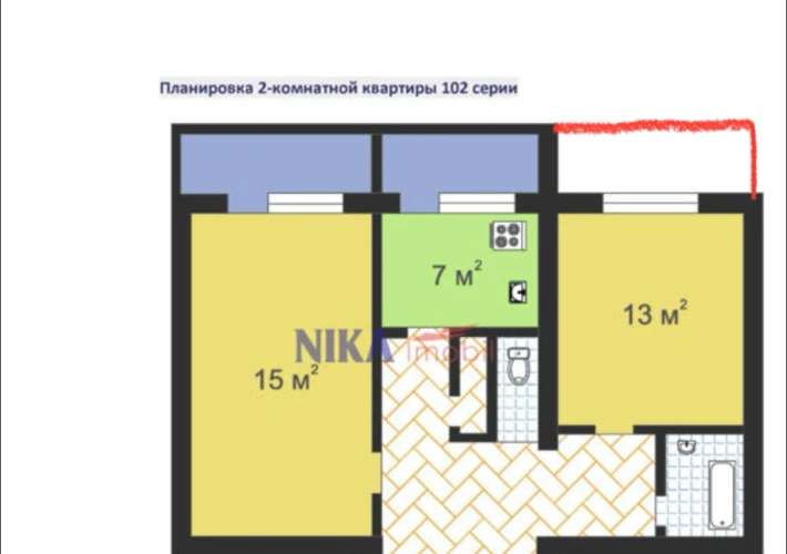 Parc! Sec. Râșcani, str. Florilor, 2 camere. Reparație Medie! De mijloc! Incalzire Autonoma!!!6