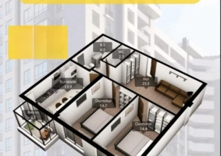 Bloc Nou! Ecovzor în complexul Premium Residence! Sec. Riscani, Posta Veche, str. Iazului. 2 camere + living. Varianta Alba! Priveliste Panoramica!!!2